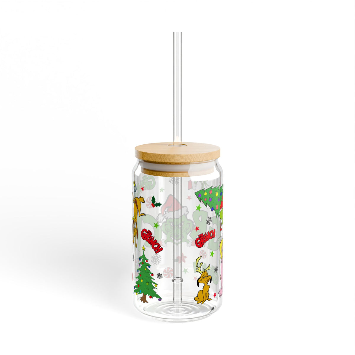 * HOLIDAY - CHRISTMAS Grinch Sipper Glass — 16oz Christmas Straw Tumbler