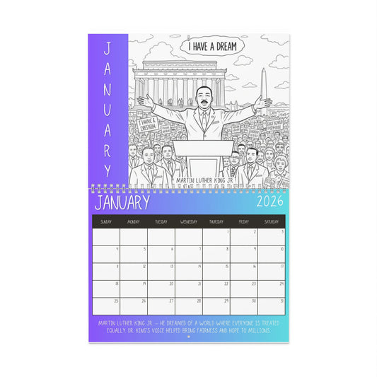 2026 Wall Coloring Calendar — For Kids OR Adults