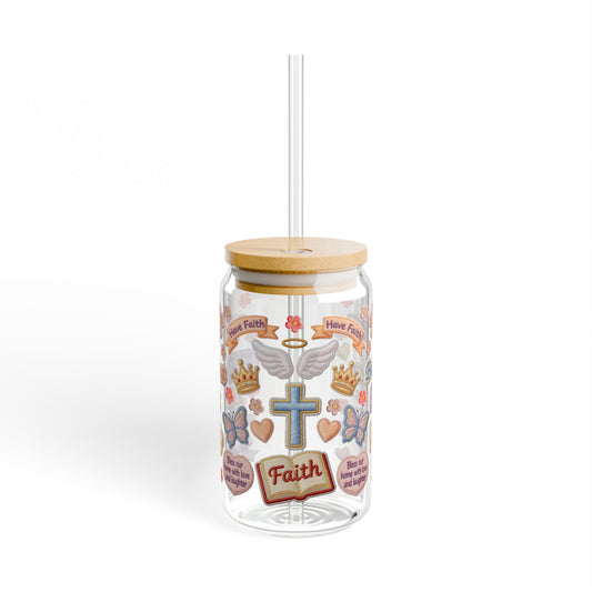 FAITH DESIGNS - Jesus, Love God & Inspirational Faith-Themed 16oz Sipper Glass