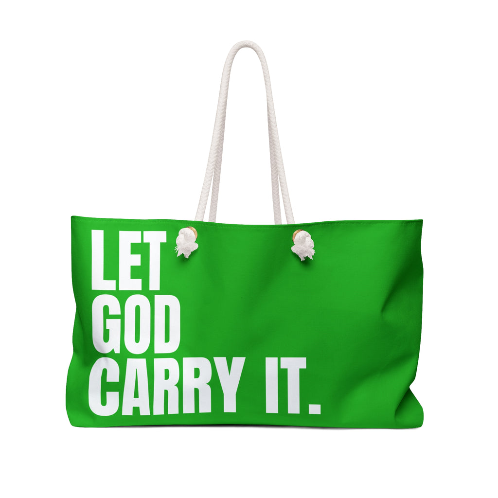 Inspirational 'Let God Carry It' Weekender Bag – Green Travel Tote