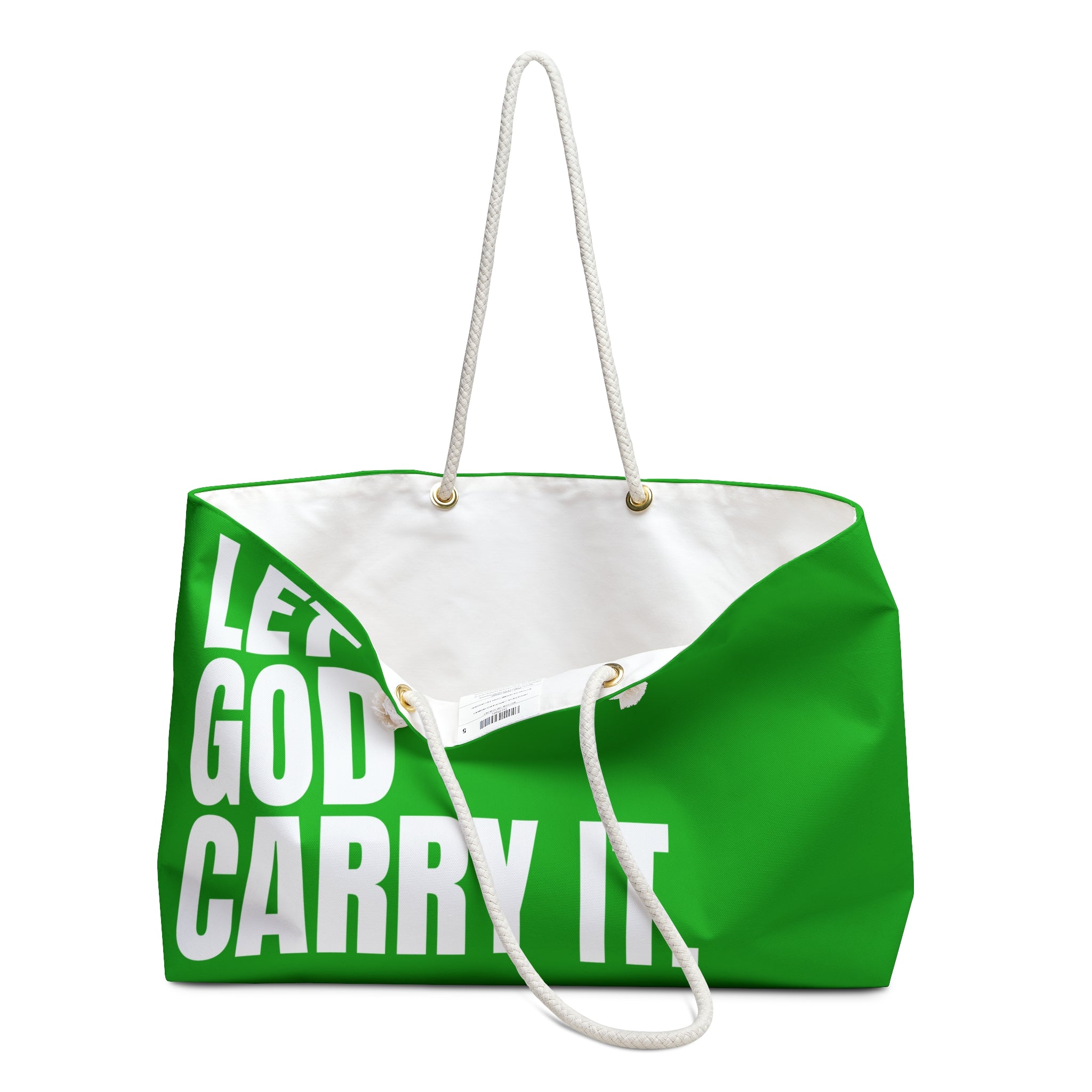 Inspirational 'Let God Carry It' Weekender Bag – Green Travel Tote
