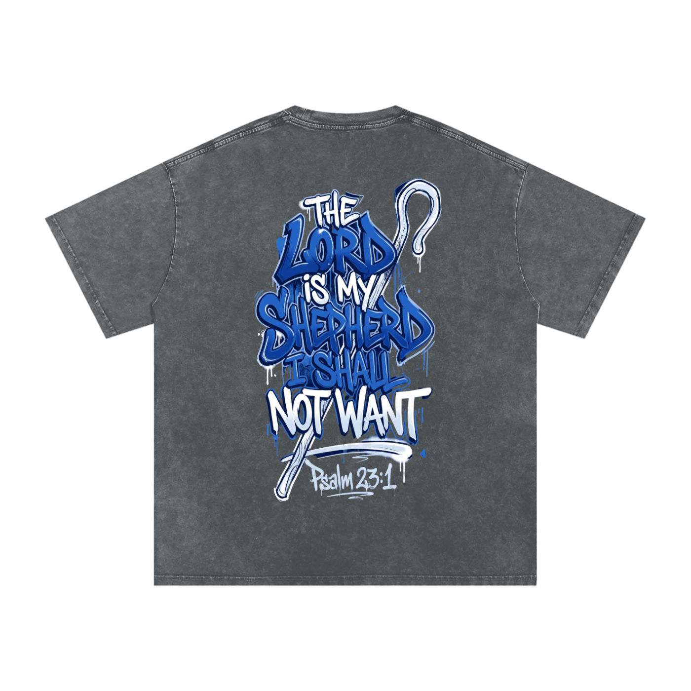 FAITH DESIGNS - MY SHEPHERD - PREMIUM -  Snow Washed Oversized Cotton T-Shirt (250 gsm)