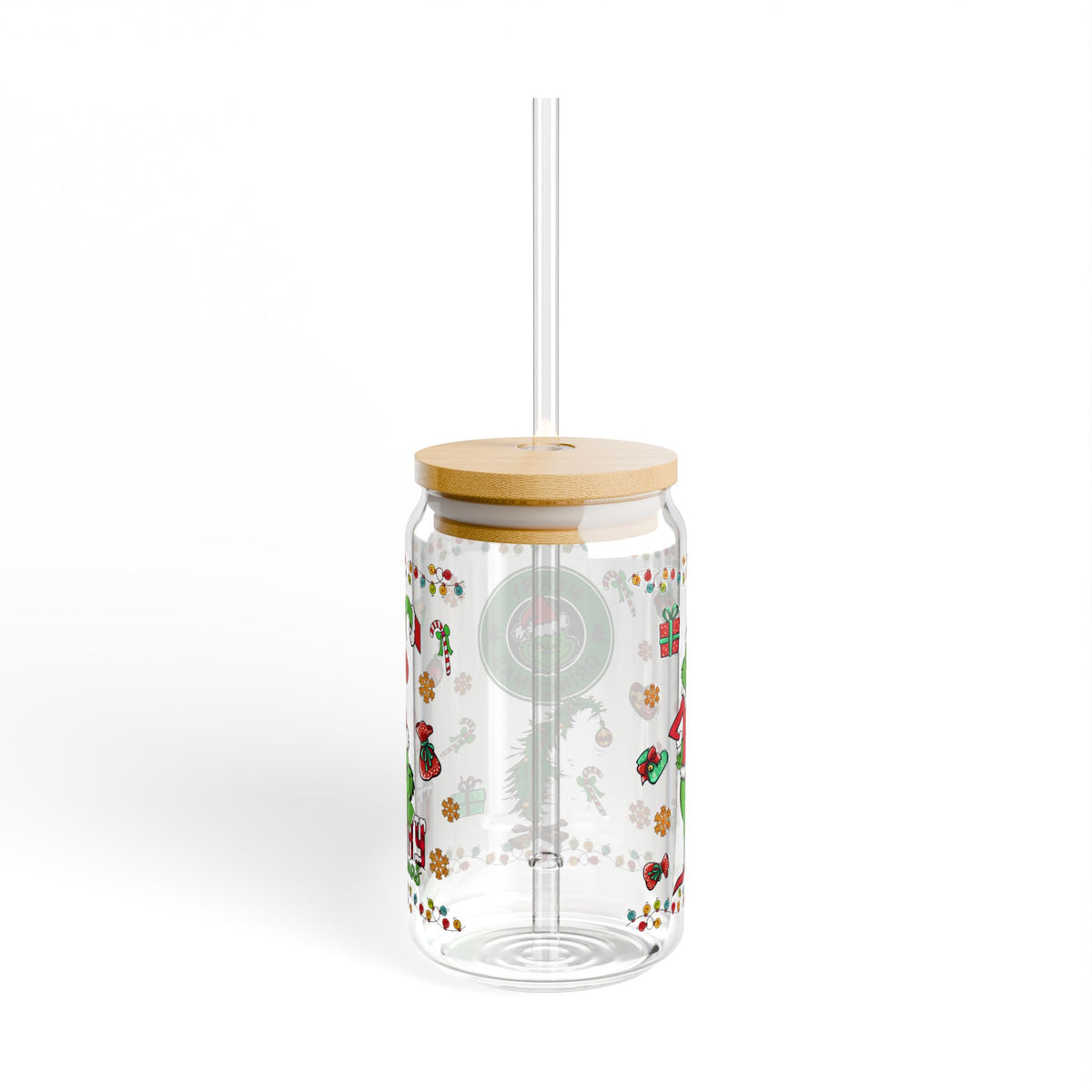 * HOLIDAY - Christmas Grinch Sipper Glass, 16oz Holiday Reusable Straw Cup