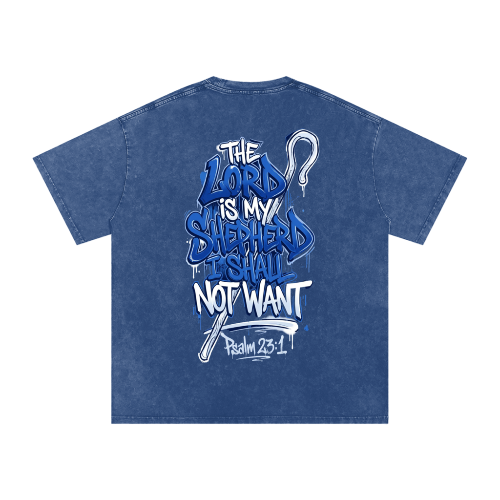 FAITH DESIGNS - MY SHEPHERD - PREMIUM -  Snow Washed Oversized Cotton T-Shirt (250 gsm)