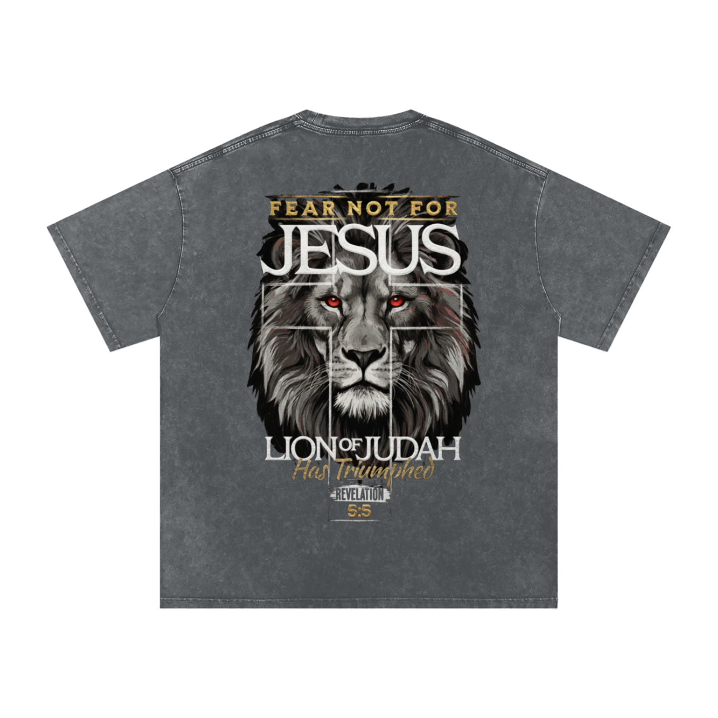 PREMIUM - LION OF JUDAH - Snow Washed Oversized Cotton T-Shirt (250 GSM)