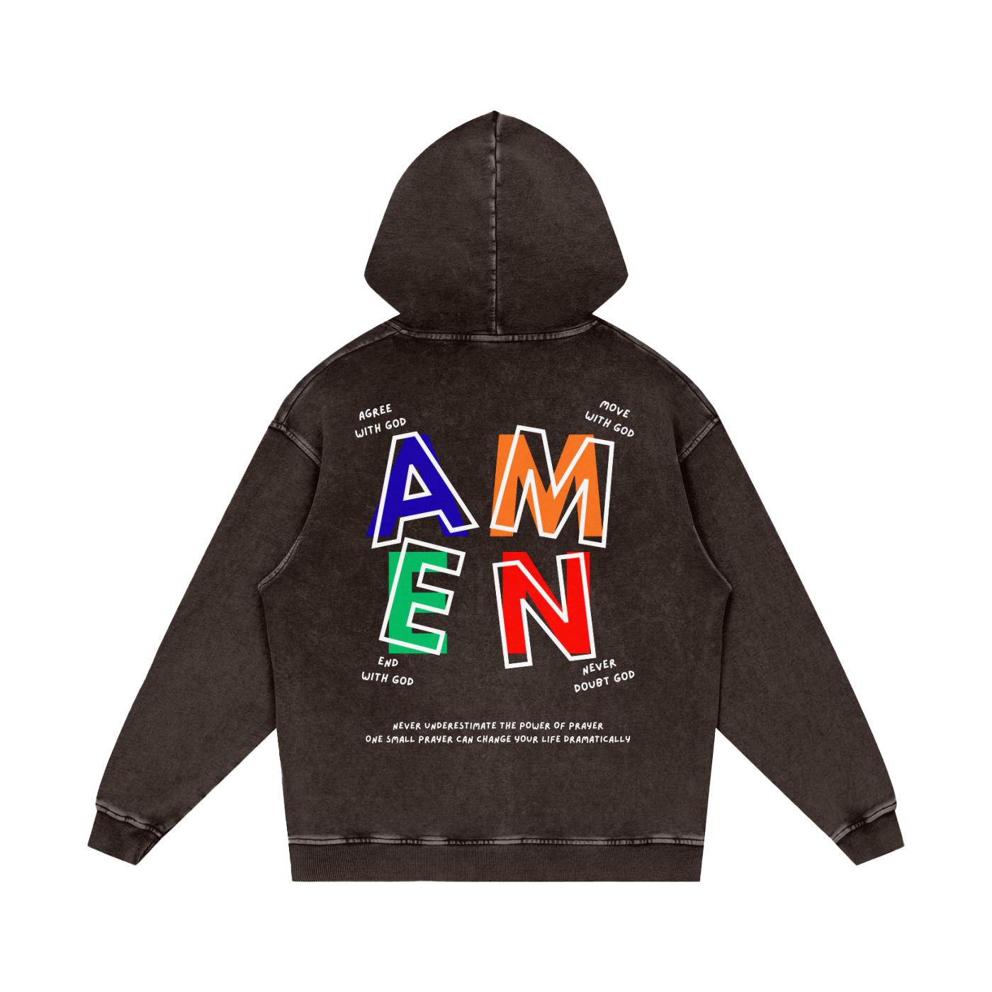 FAITH DESIGNS - AMEN - PREMIUM - Snow Washed Loose Cotton Hoodie (420gsm)