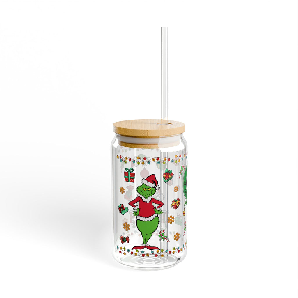 * HOLIDAY - Christmas Grinch Sipper Glass, 16oz Holiday Reusable Straw Cup
