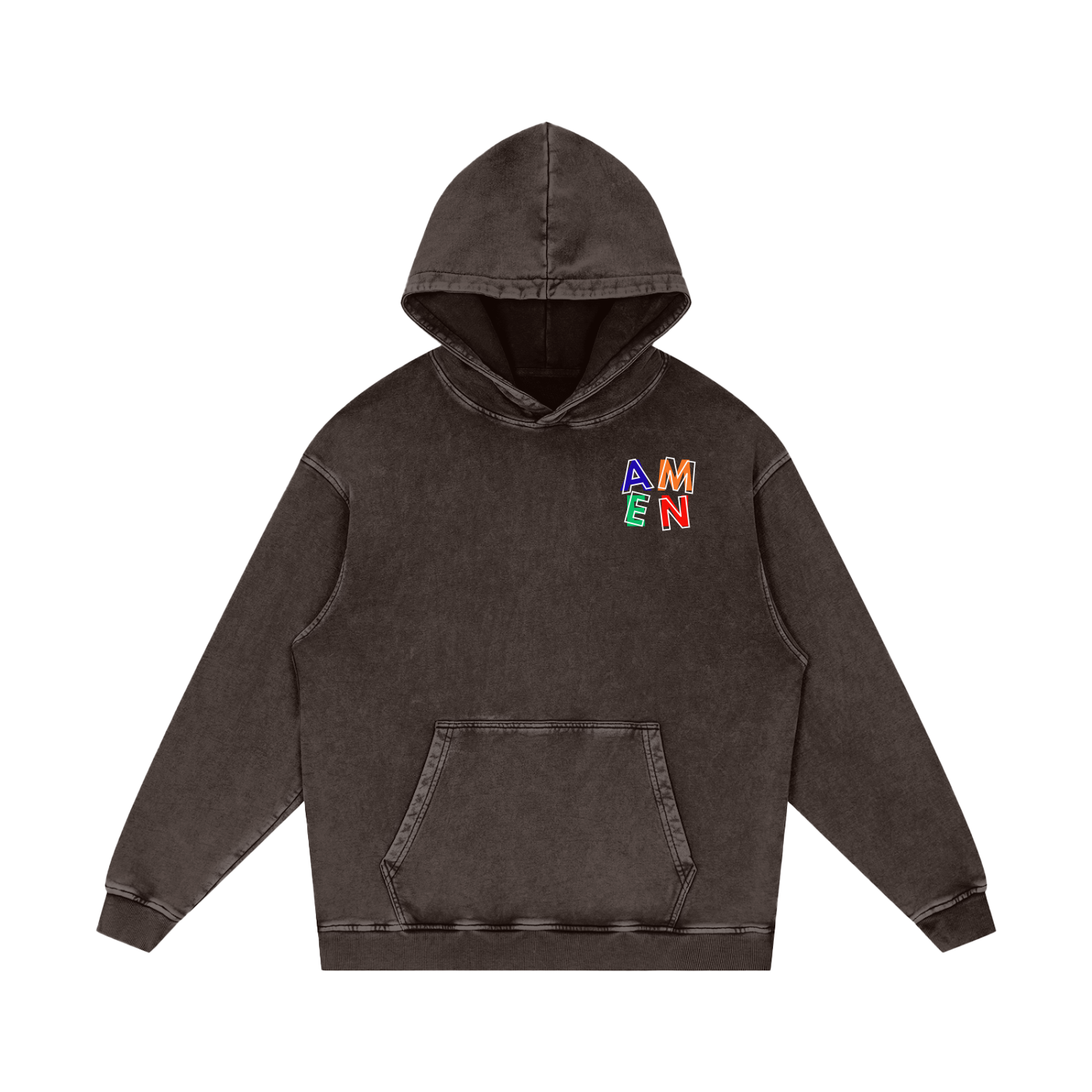 FAITH DESIGNS - AMEN - PREMIUM - Snow Washed Loose Cotton Hoodie (420gsm)