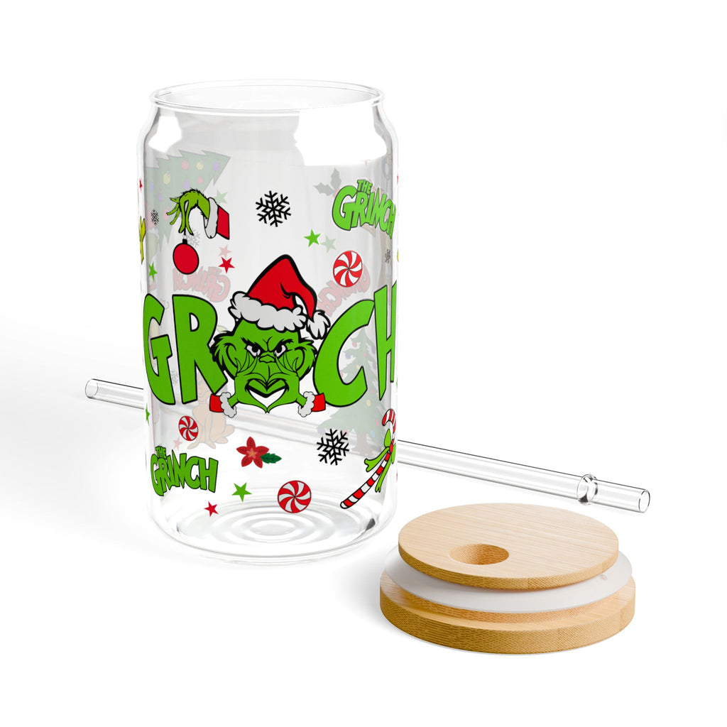 * HOLIDAY - CHRISTMAS Grinch Sipper Glass — 16oz Christmas Straw Tumbler