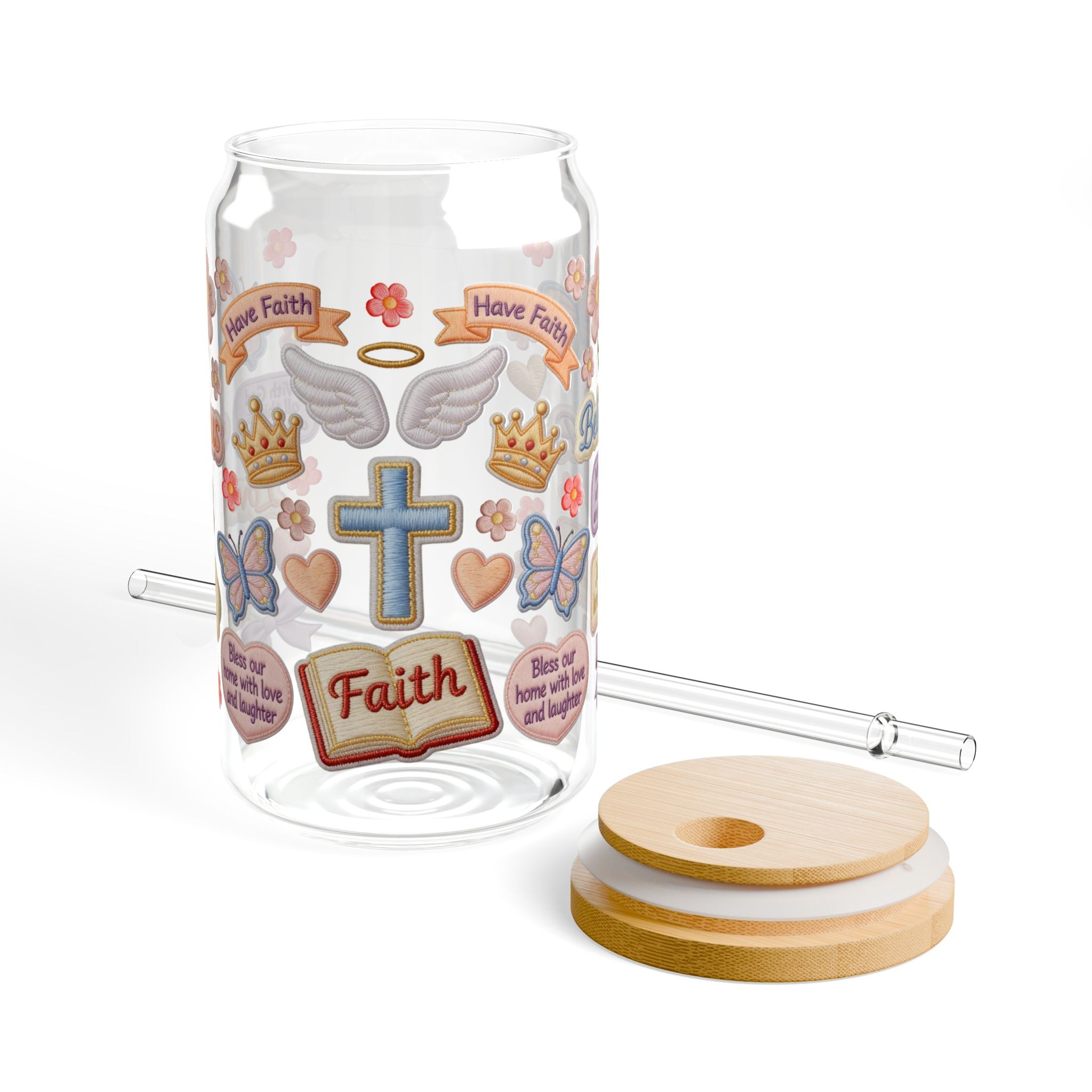 FAITH DESIGNS - Jesus, Love God & Inspirational Faith-Themed 16oz Sipper Glass