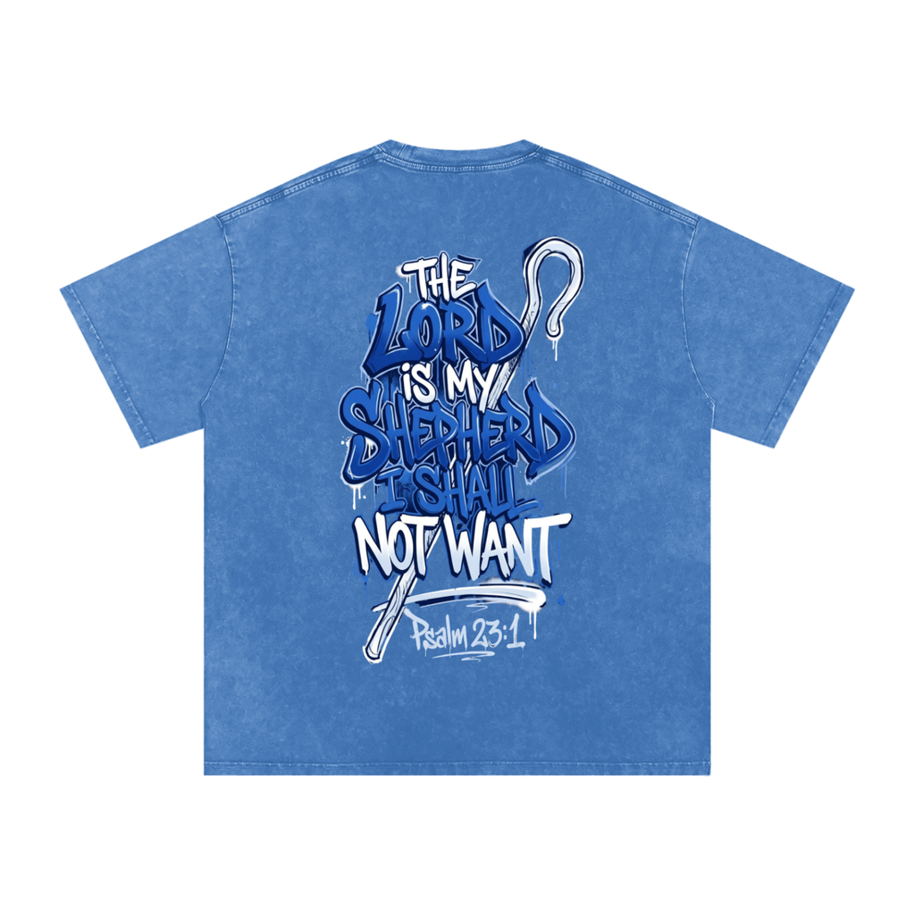 FAITH DESIGNS - MY SHEPHERD - PREMIUM -  Snow Washed Oversized Cotton T-Shirt (250 gsm)