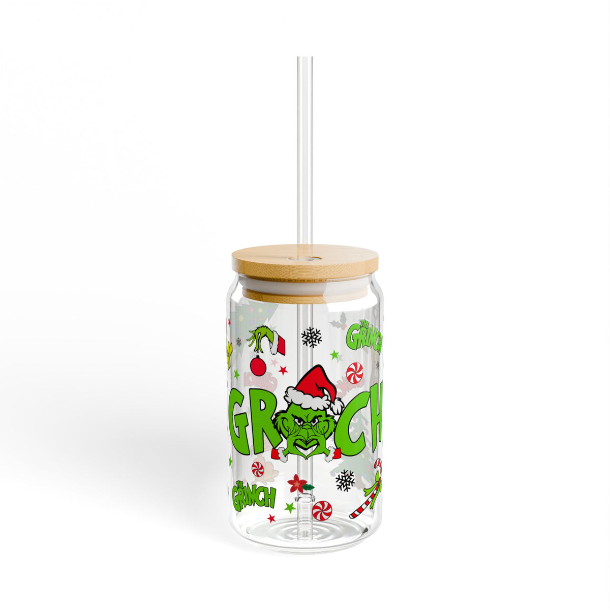 * HOLIDAY - CHRISTMAS Grinch Sipper Glass — 16oz Christmas Straw Tumbler