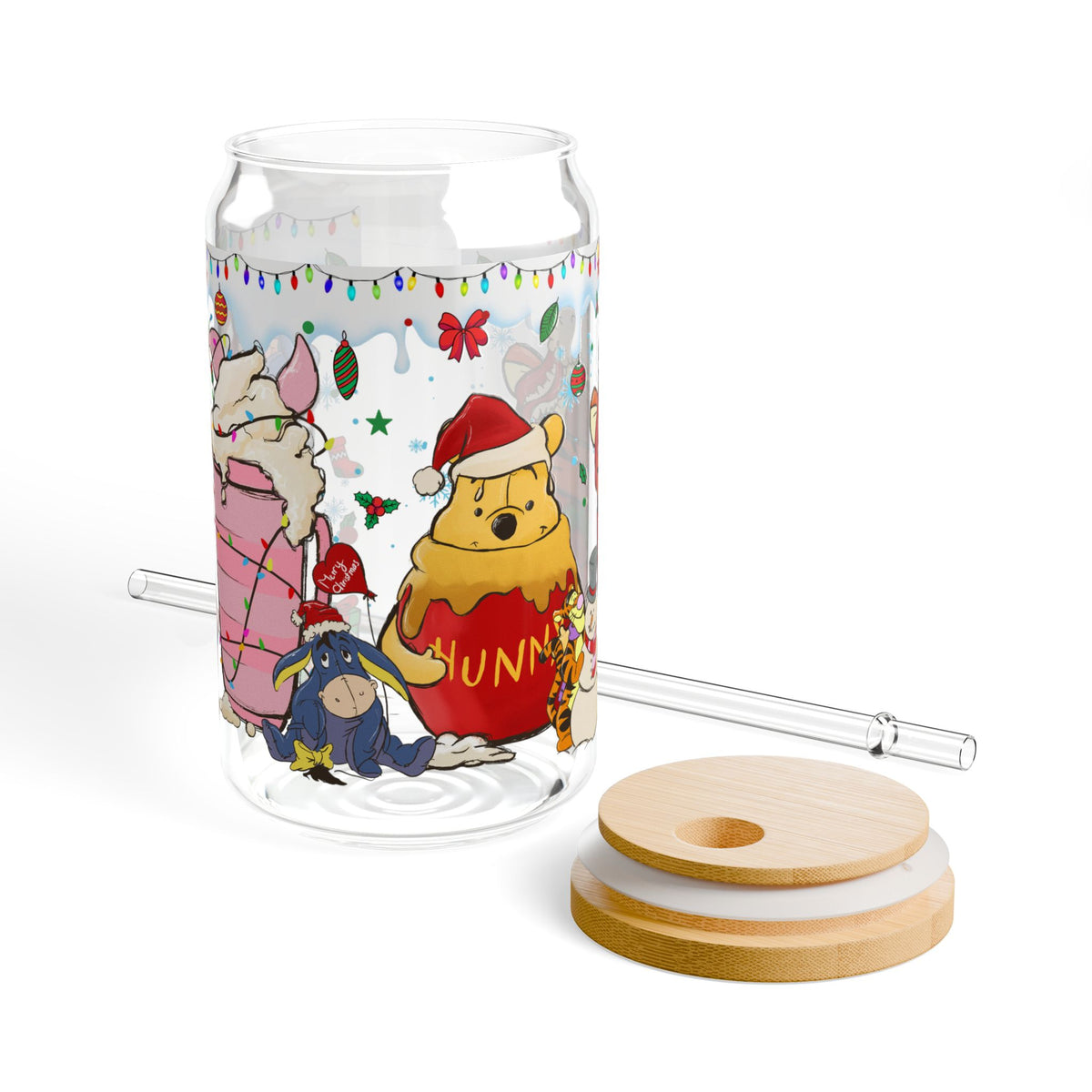 * Holiday - Christmas Sipper Glass 16oz - Tigger Pooh