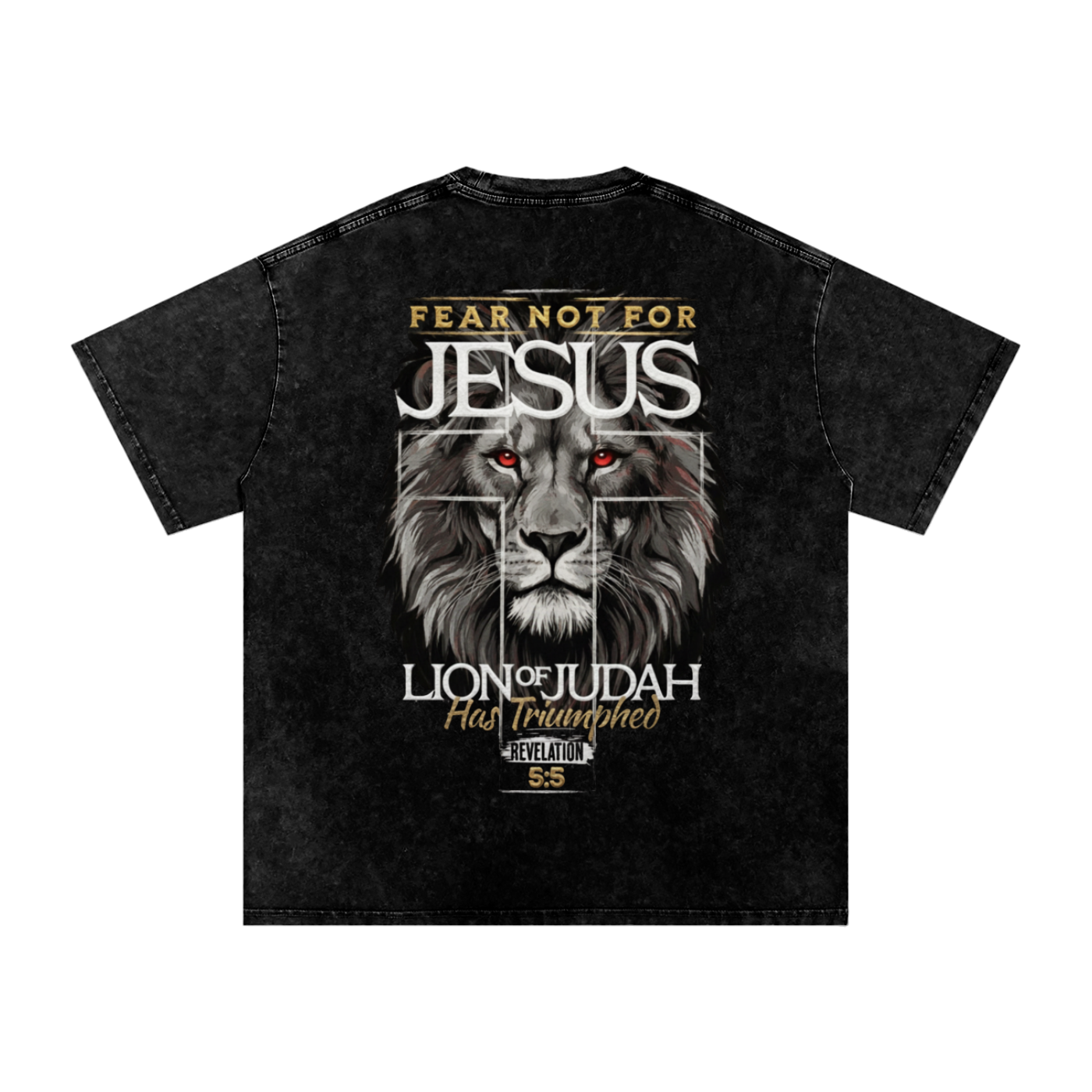 PREMIUM - LION OF JUDAH - Snow Washed Oversized Cotton T-Shirt (250 GSM)