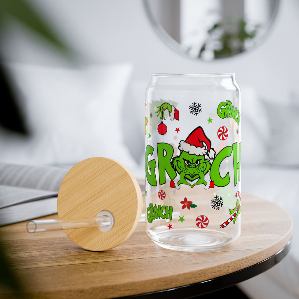 * HOLIDAY - CHRISTMAS Grinch Sipper Glass — 16oz Christmas Straw Tumbler
