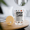FAITH DESIGNS - Jesus Did It 16 OZ GLASS Tumbler with Straw
