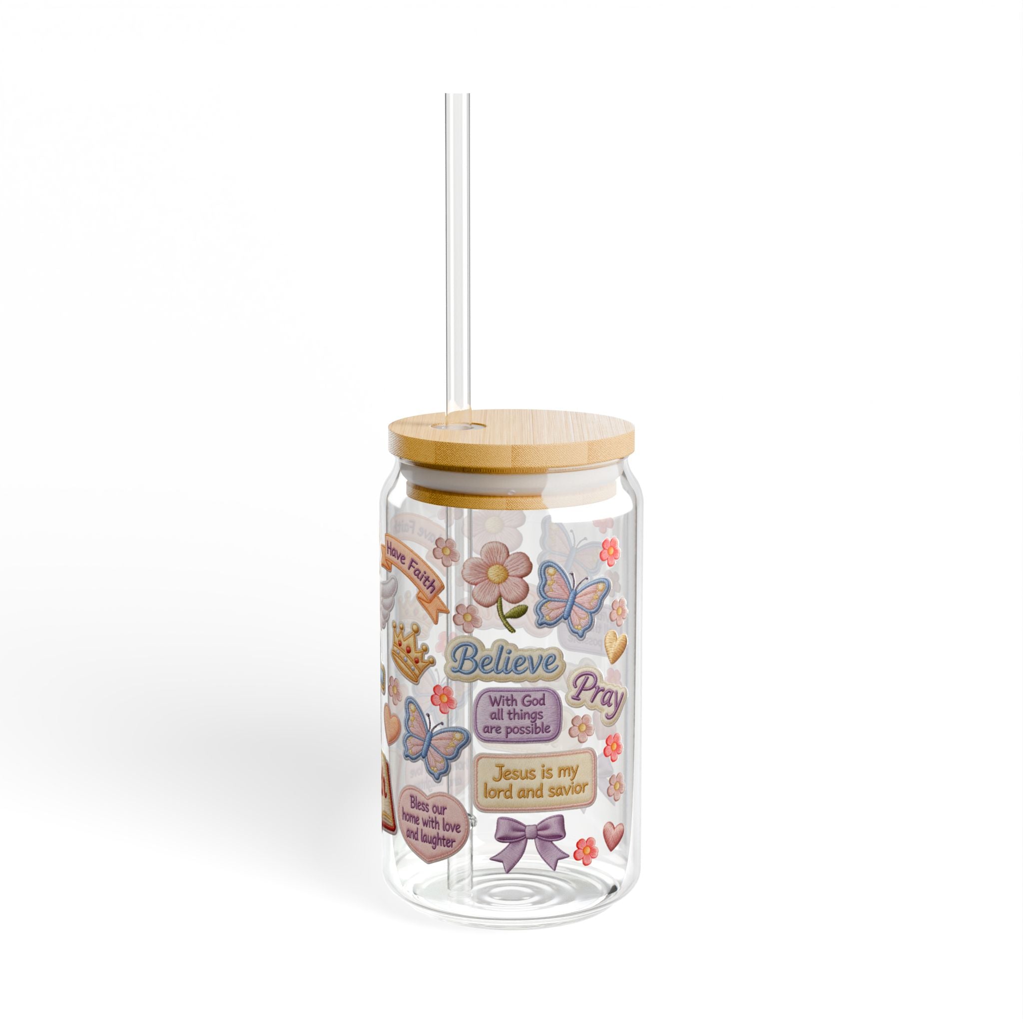 FAITH DESIGNS - Jesus, Love God & Inspirational Faith-Themed 16oz Sipper Glass