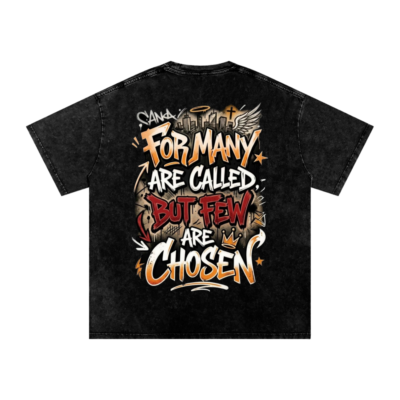 FAITH DESIGNS - CHOSEN - PREMIUM - Snow Washed Oversized Cotton T-Shirt (250 gsm)