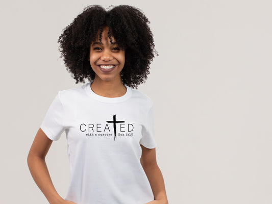 FAITH DESIGNS - ADULT - CREATED WITH A PURPOSE TSHIRT (SOFTSTYLE)