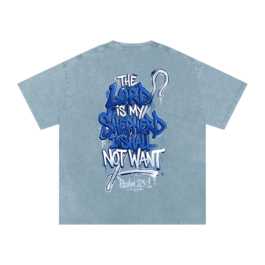 FAITH DESIGNS - MY SHEPHERD - PREMIUM -  Snow Washed Oversized Cotton T-Shirt (250 gsm)
