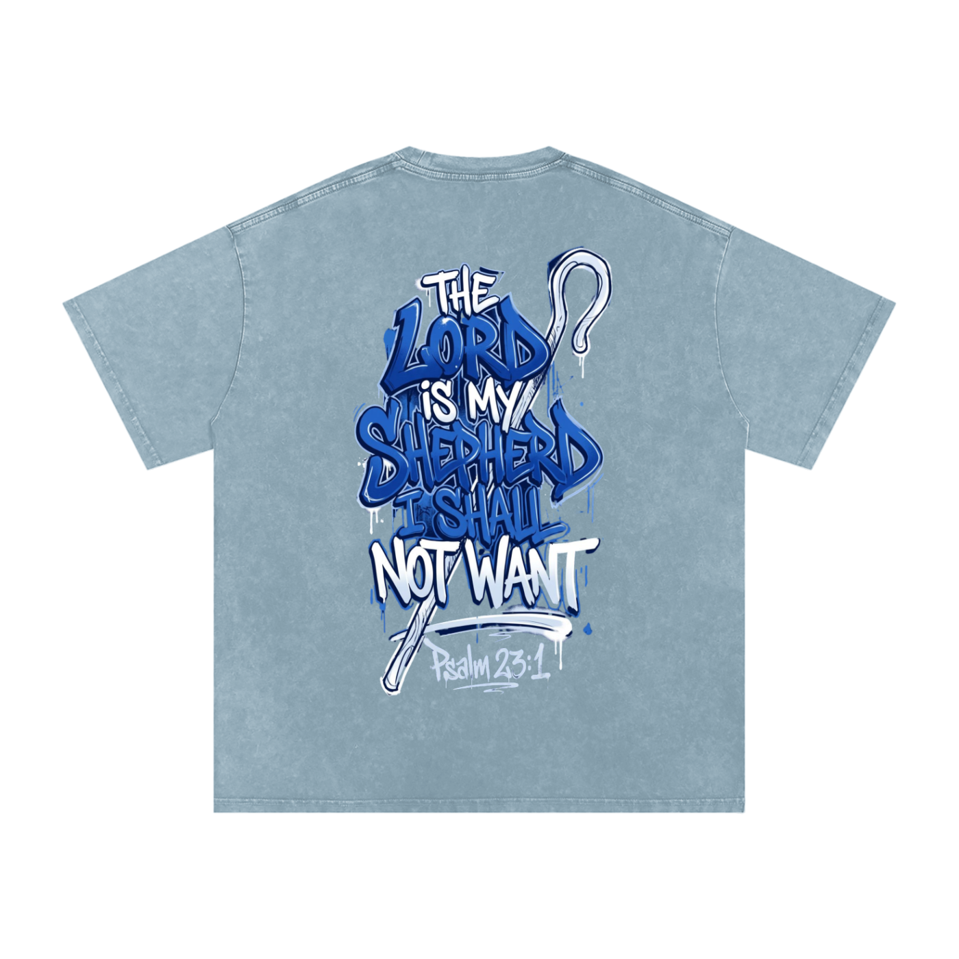 FAITH DESIGNS - MY SHEPHERD - PREMIUM -  Snow Washed Oversized Cotton T-Shirt (250 gsm)