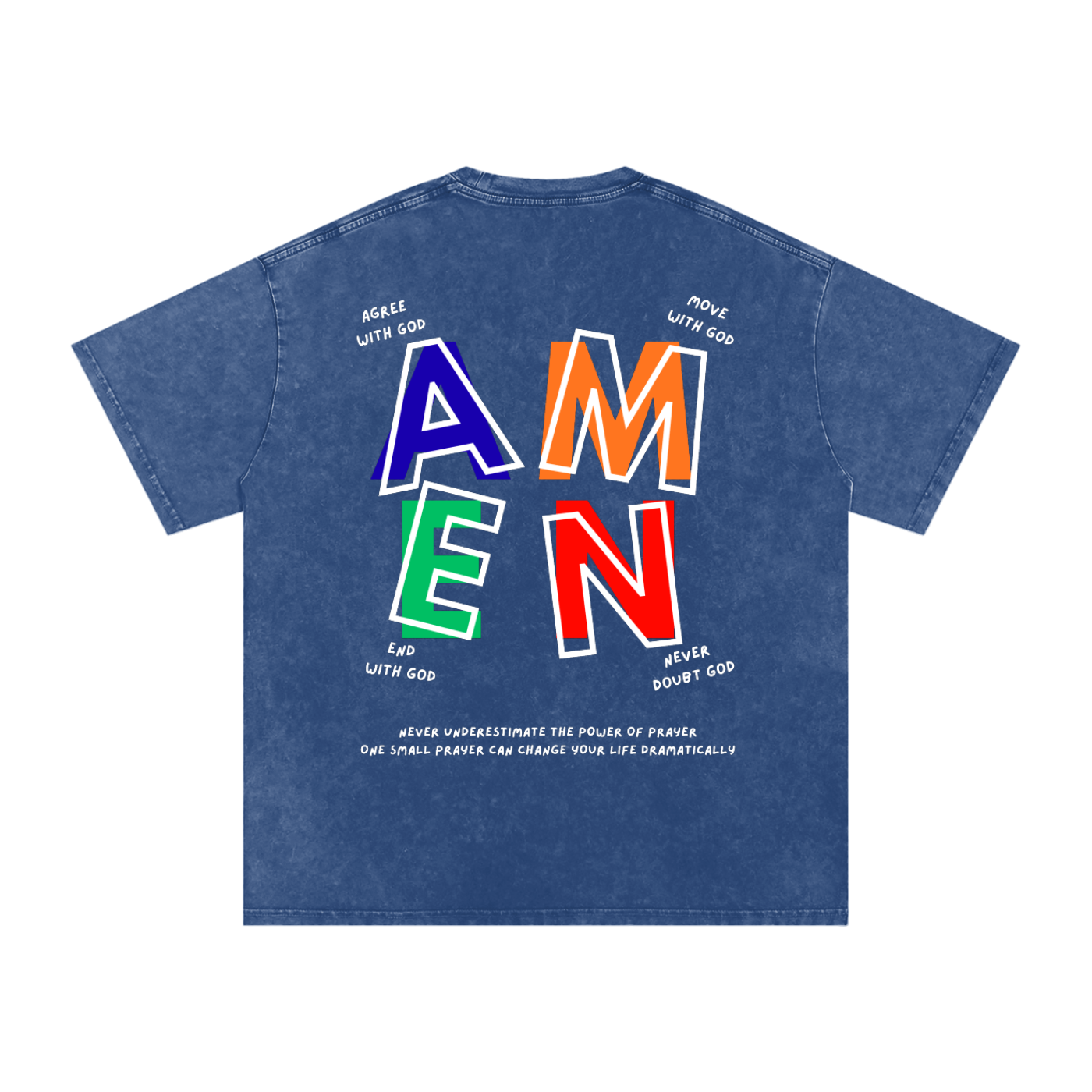FAITH DESIGNS - AMEN - PREMIUM - Snow Washed Oversized Cotton T-Shirt (250gsm)