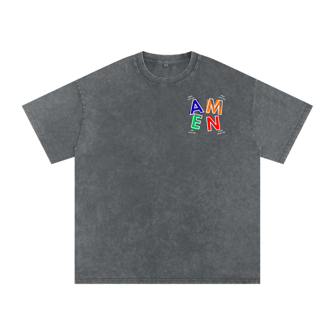 FAITH DESIGNS - AMEN - PREMIUM - Snow Washed Oversized Cotton T-Shirt (250gsm)