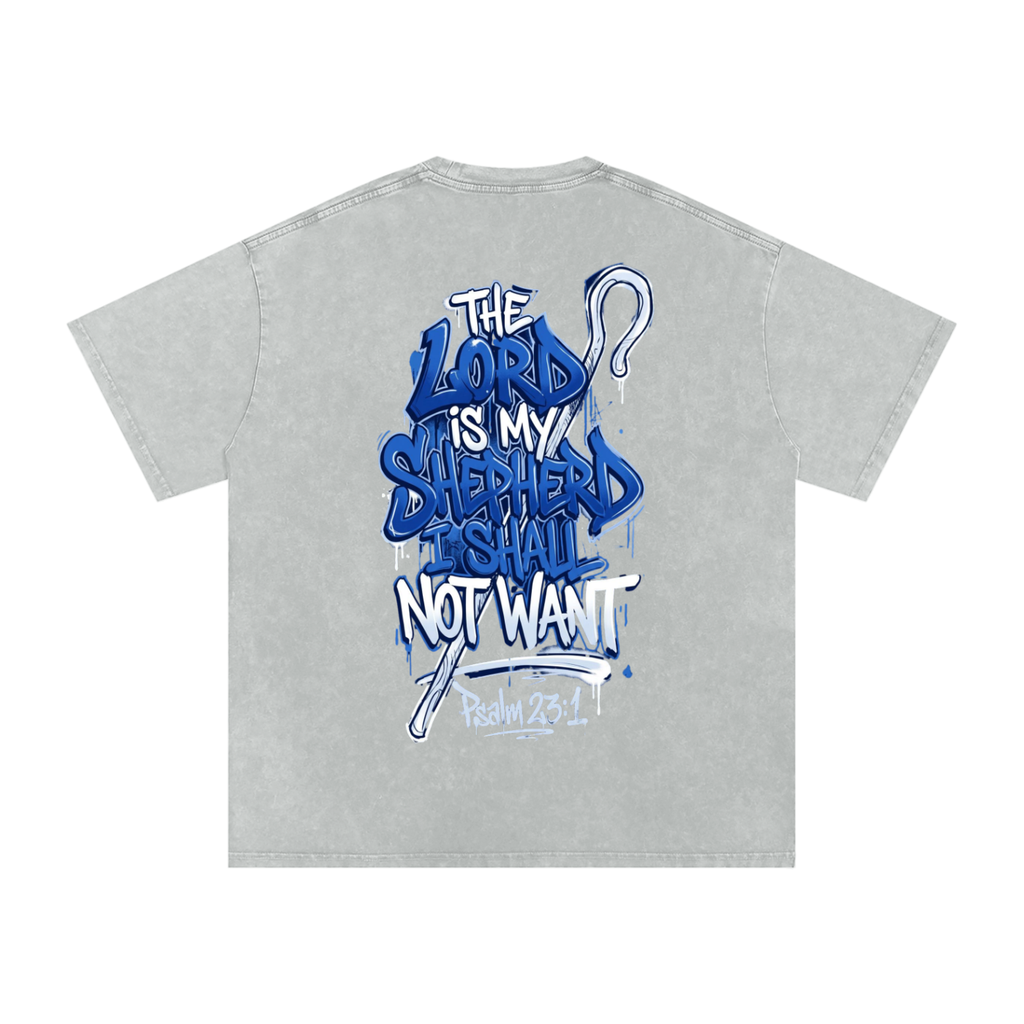 FAITH DESIGNS - MY SHEPHERD - PREMIUM -  Snow Washed Oversized Cotton T-Shirt (250 gsm)