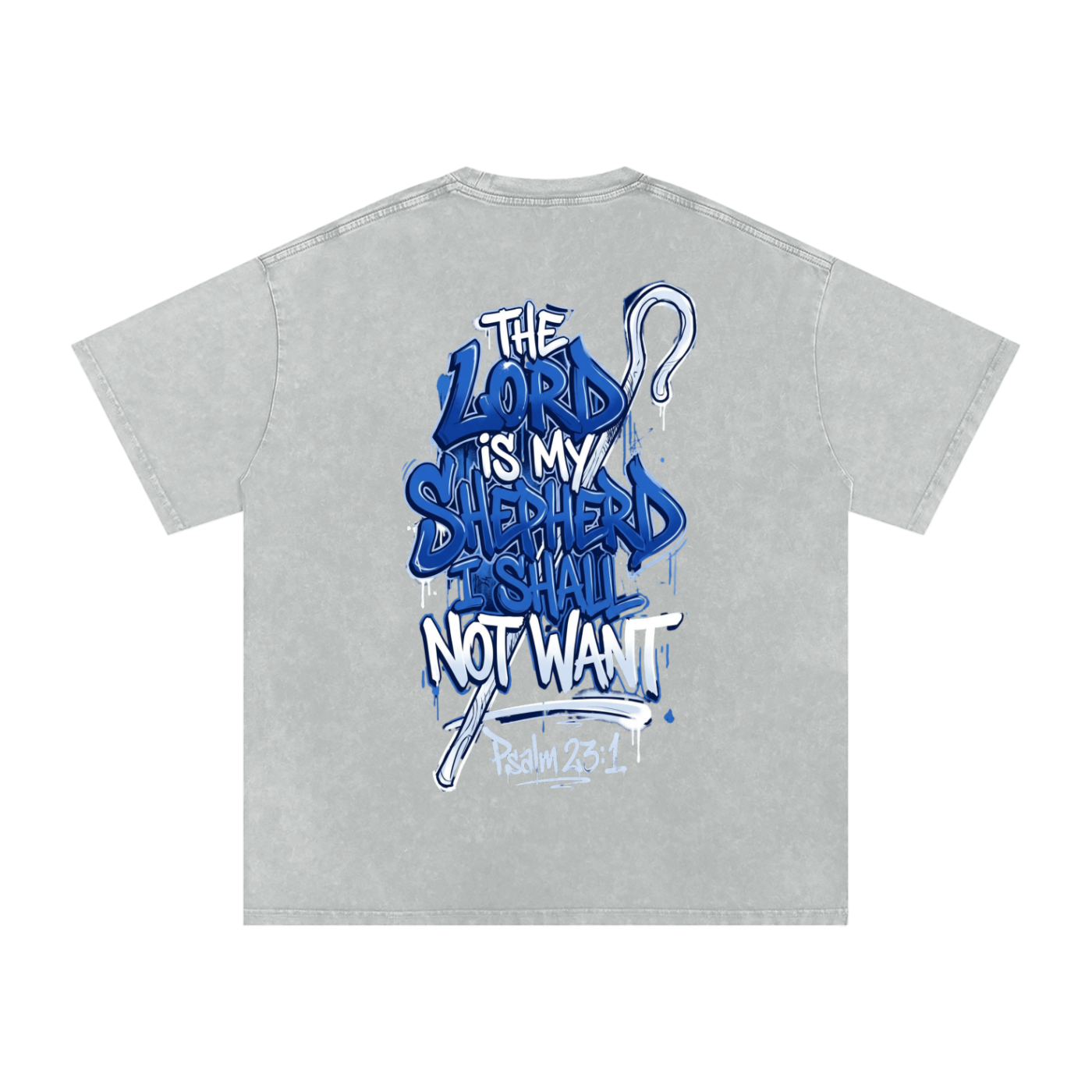 FAITH DESIGNS - MY SHEPHERD - PREMIUM -  Snow Washed Oversized Cotton T-Shirt (250 gsm)