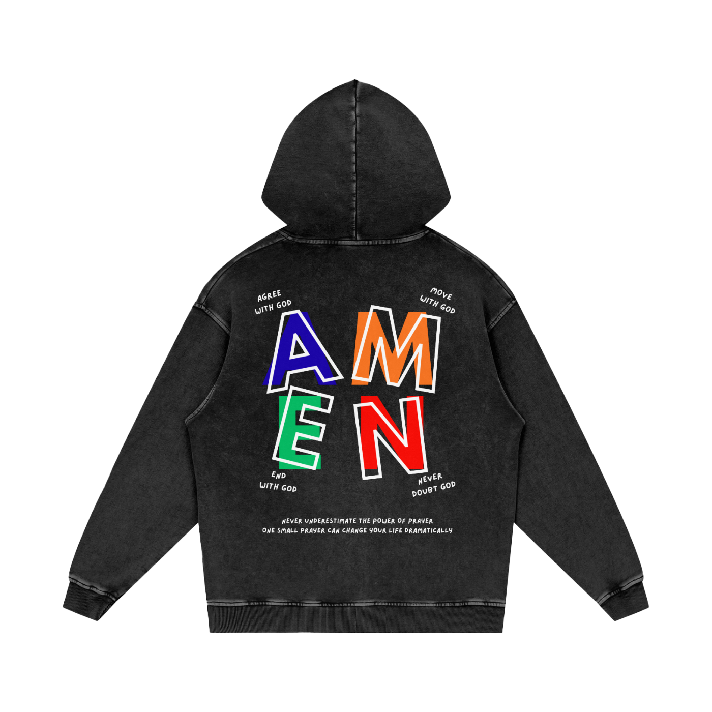 FAITH DESIGNS - AMEN - PREMIUM - Snow Washed Loose Cotton Hoodie (420gsm)