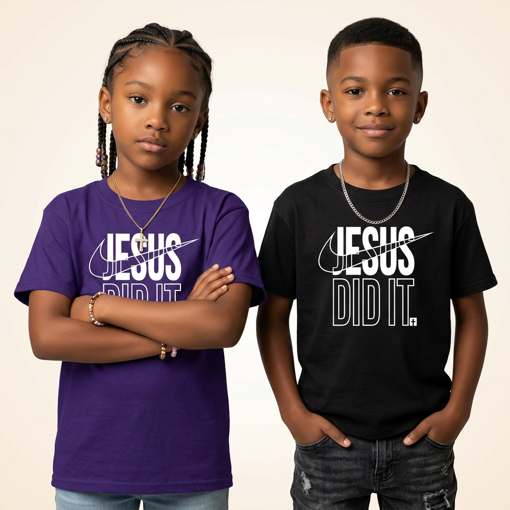 FAITH DESIGNS - YOUTH- JESUS DID IT TSHIRT