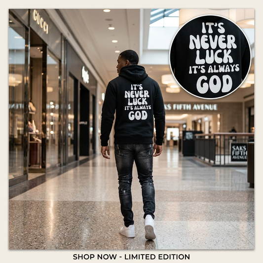 FAITH DESIGNS - ADULT- ITS NEVER LUCK HOODIE - WHITE